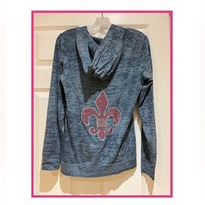 Embellished Fleur-de-lis on burnout top